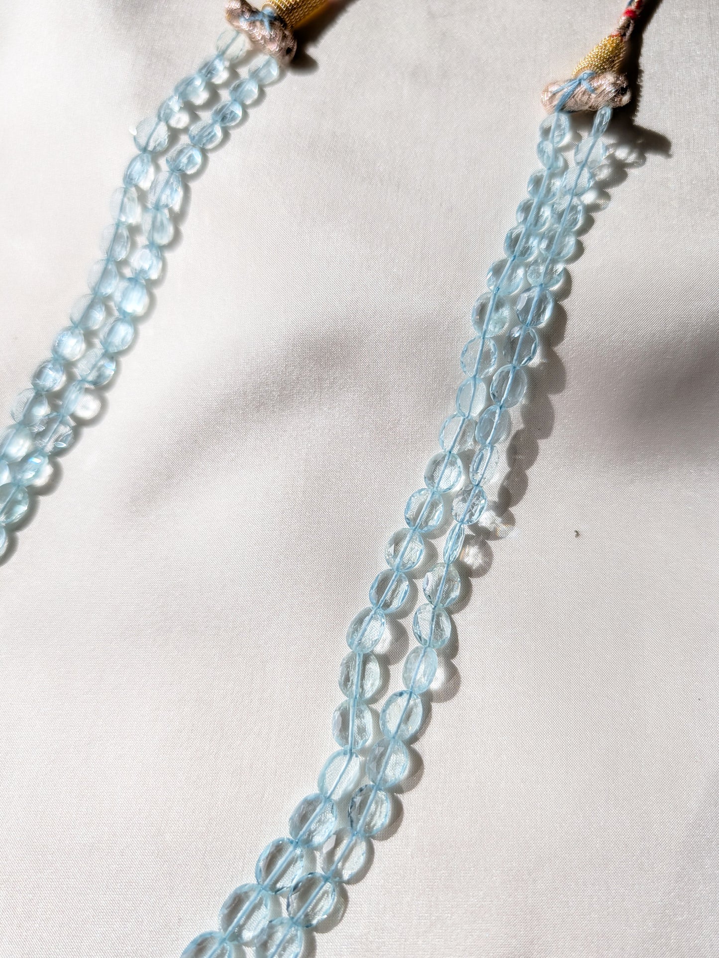 Aquamarine Flat Top Faceted Oval Beads 6x5–9x7mm Sky Blue | 16–17 inch