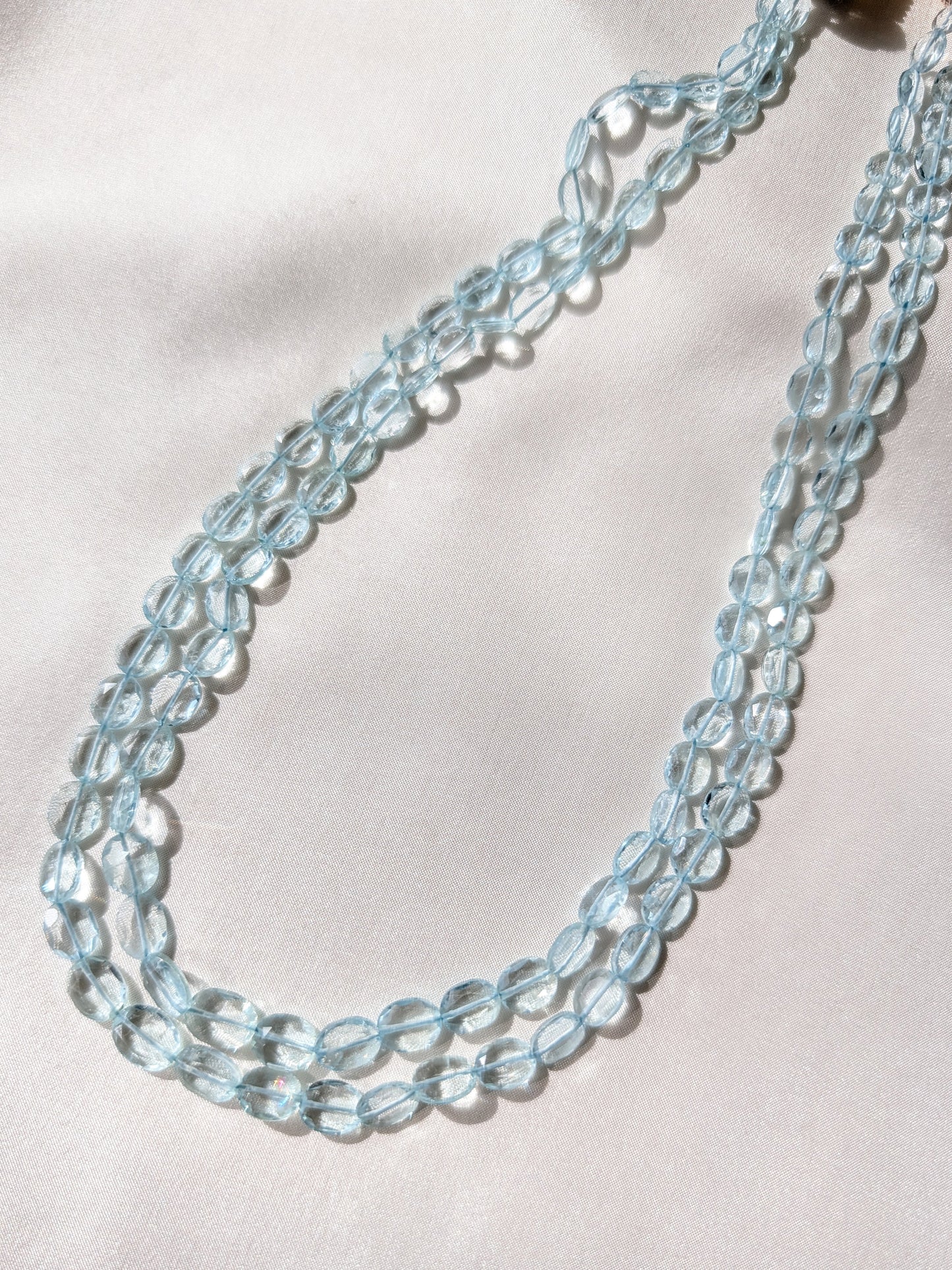Aquamarine Faceted Oval Beads 6x4–9x7mm Sky Blue | 15–16 inch