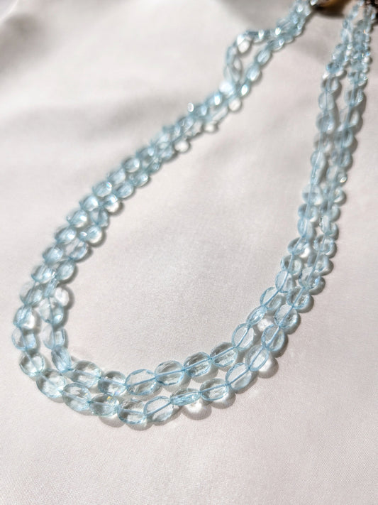 Aquamarine Faceted Oval Beads 6x4–9x7mm Sky Blue | 15–16 inch