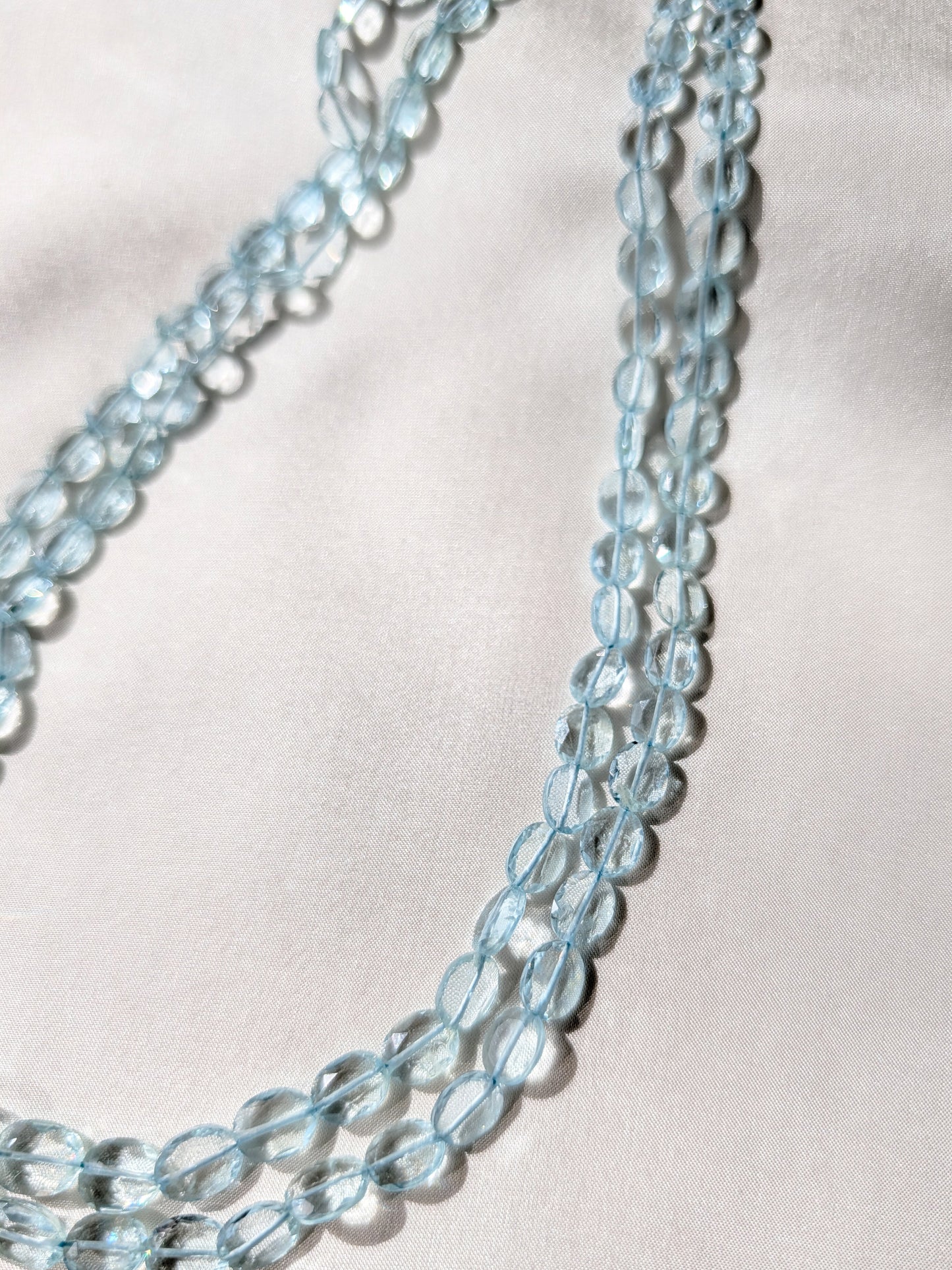 Aquamarine Faceted Oval Beads 6x4–9x7mm Sky Blue | 15–16 inch