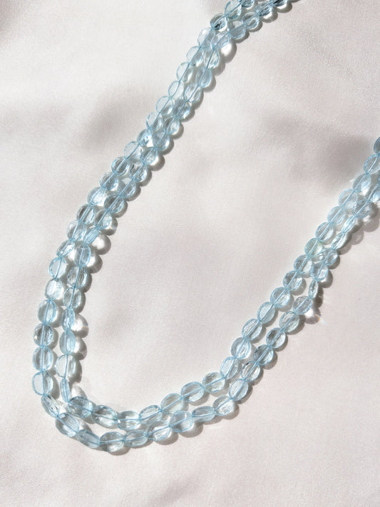 Aquamarine Faceted Oval Beads 7x5–10x7mm Sky Blue | 18–19 inch