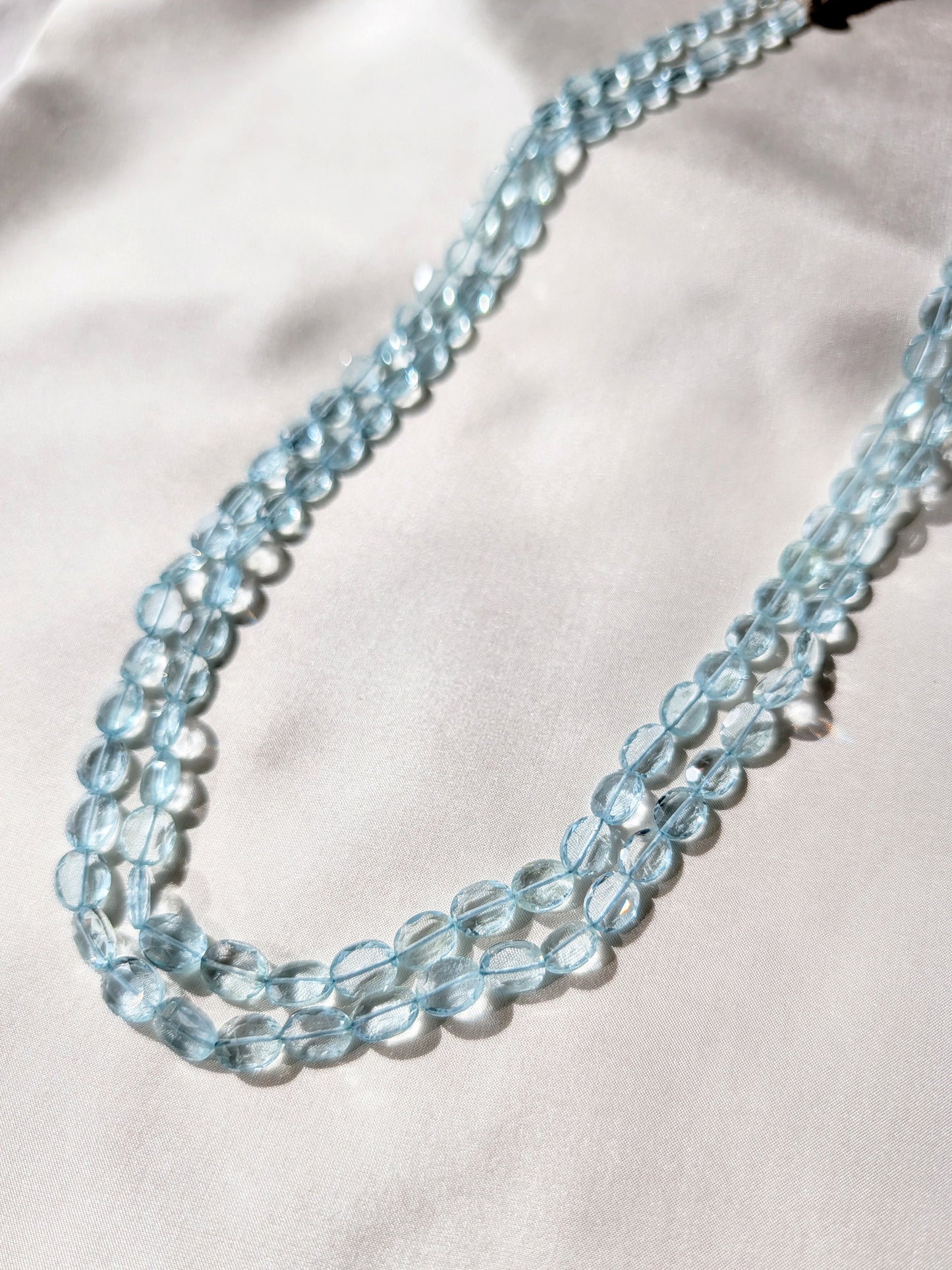 Aquamarine Faceted Oval Beads 7x5–10x7mm Sky Blue | 18–19 inch