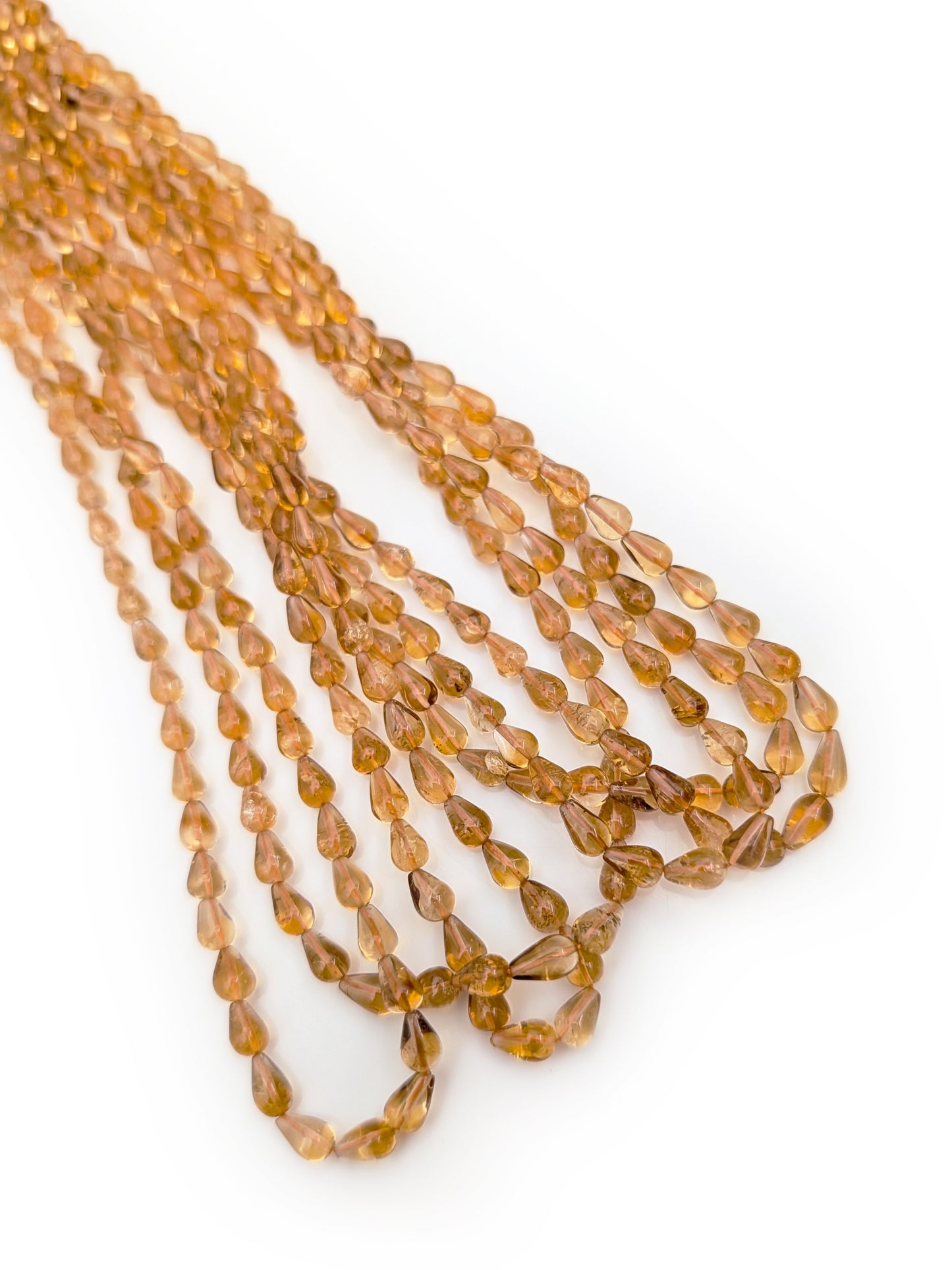 Citrine Smooth Teardrop Beads 5x4–7x5mm Dark Yellow | 16 inch Strand