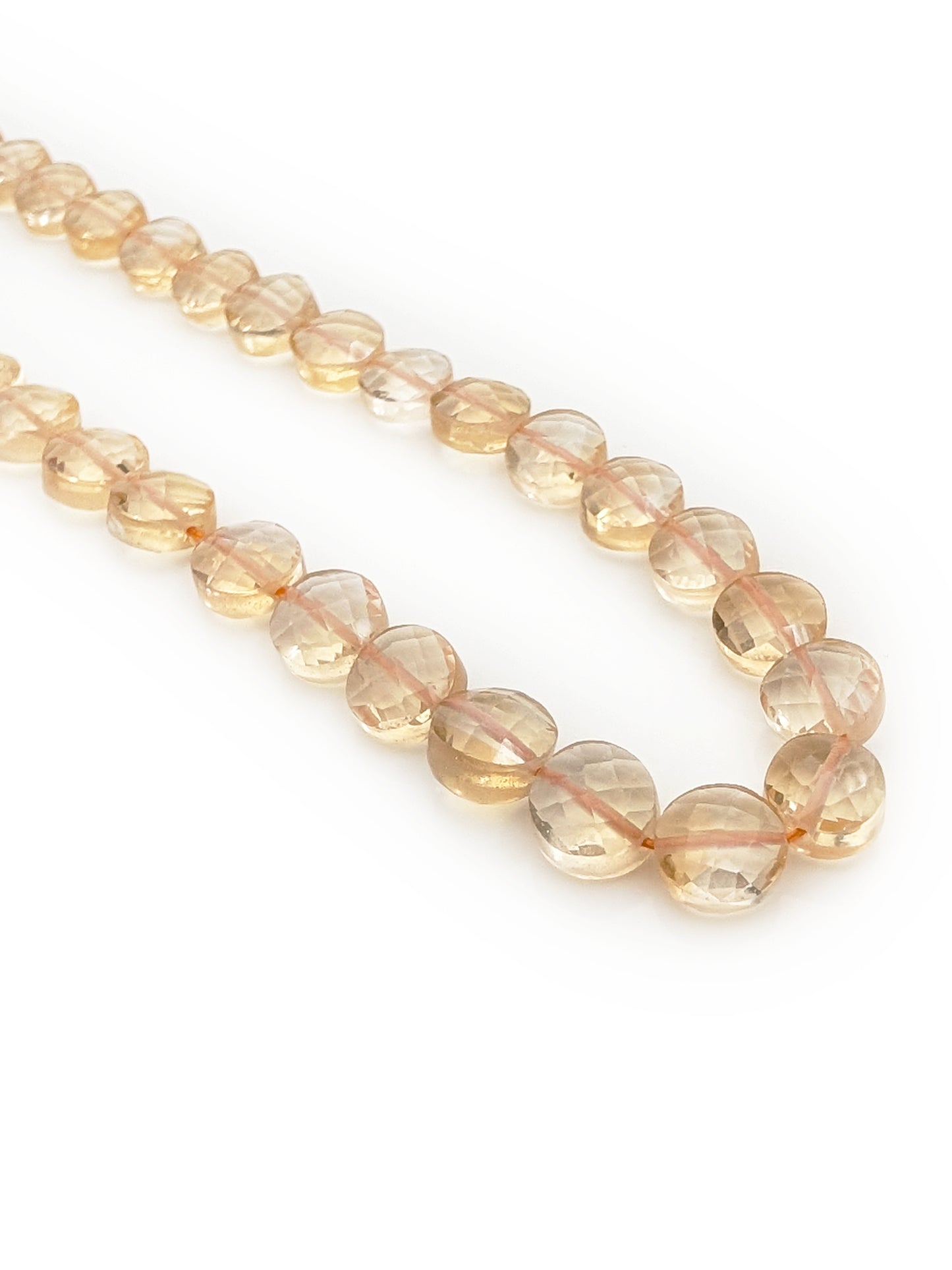 Citrine Faceted Coin Beads 6mm Light Yellow | 16 inch Strand