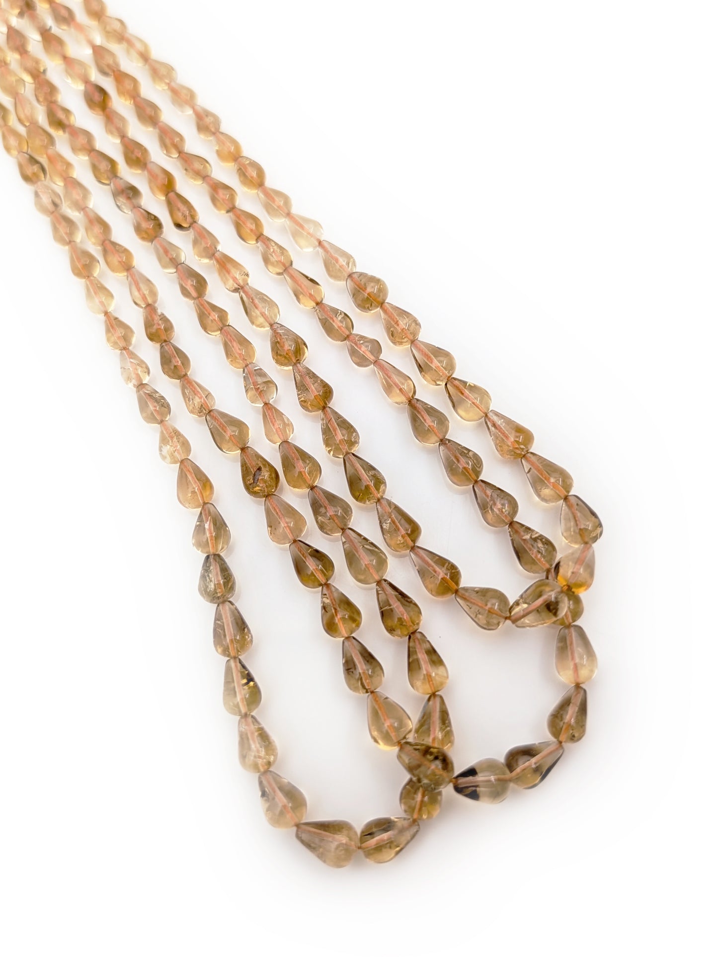 Citrine Smooth Teardrop Beads 5x4–8x6mm Brown Yellow | 16 inch Strand