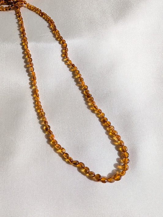 Citrine Smooth Coin Beads 3.2–5mm Madeira Yellow | 16 inch Strand