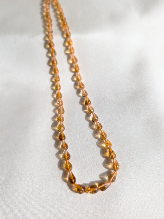 Citrine Smooth Teardrop Beads 5x4–7x5mm Dark Yellow | 16 inch Strand