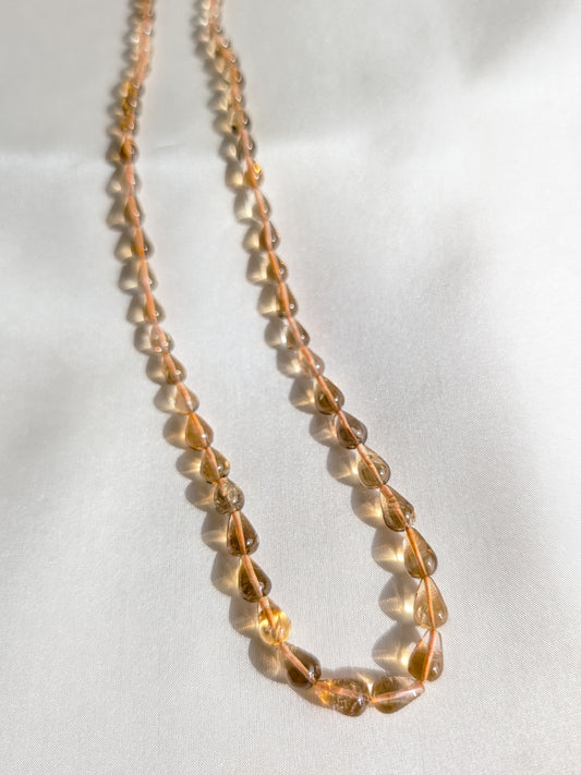 Citrine Smooth Teardrop Beads 5x4–8x6mm Brown Yellow | 16 inch Strand