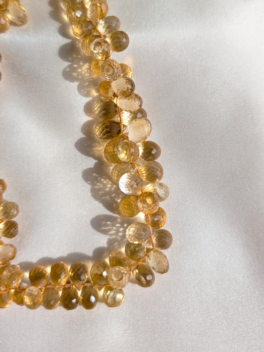 Citrine Faceted Teardrop Beads 8x5–13x8mm | 8 inch Strand